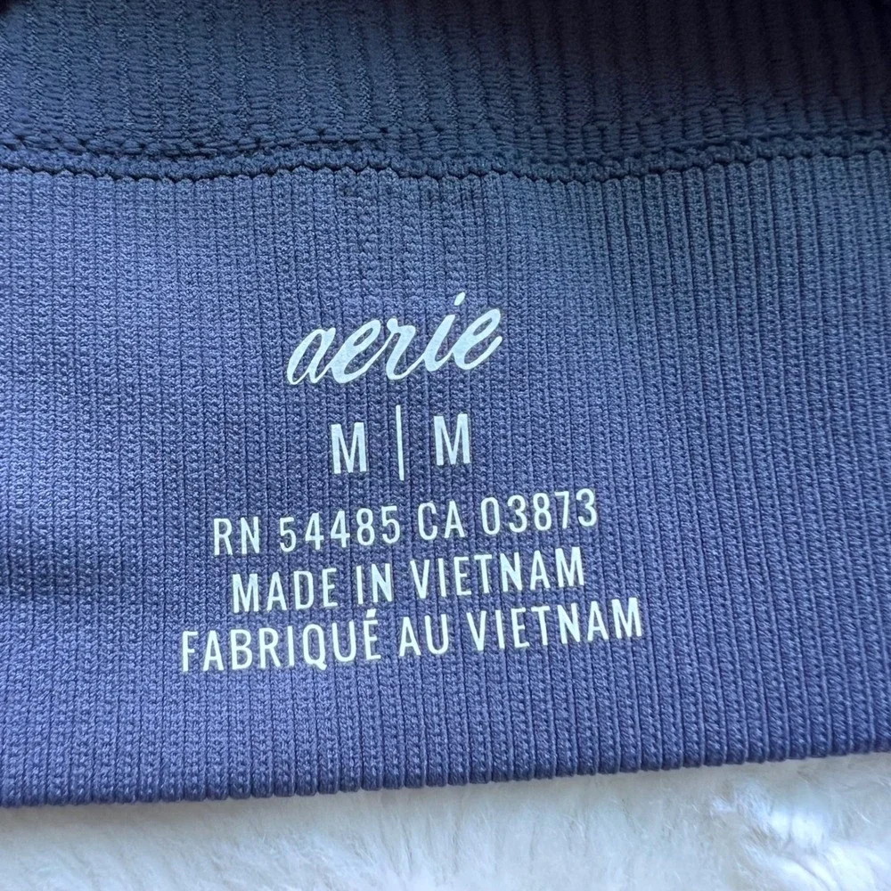 Aerie Real Good Ribbed Seamless Bralette Navy Blue V-Neck Size M 069-2693-3241